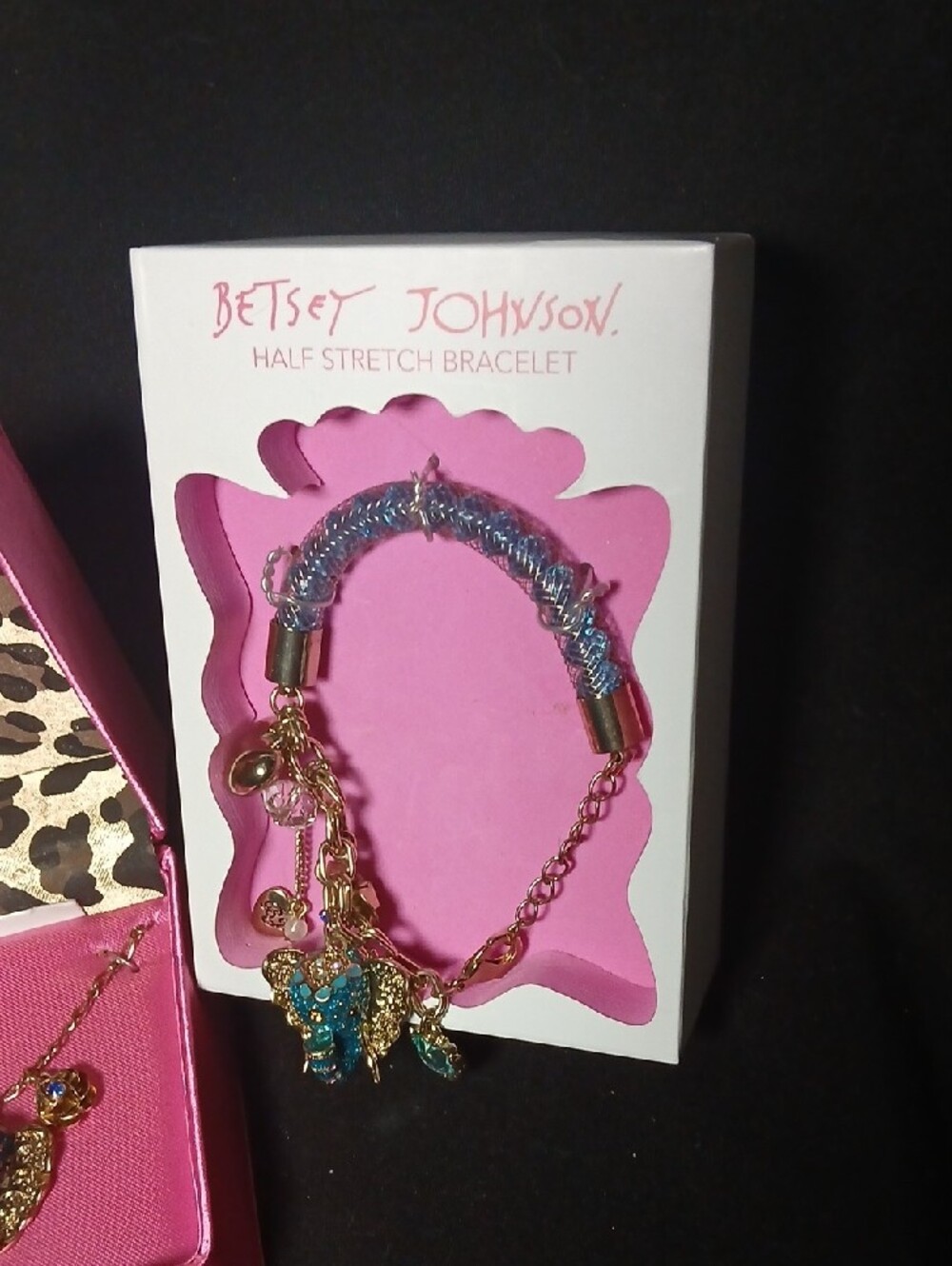 Betsey Johnson VINTAGE Blue & Gold Elephant Necklace with Matching Bracelet - Picture 2 of 3